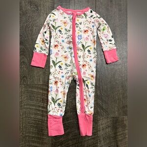 Baby Girl Bamboo Zipper Sleeper Pajamas Floral Butterfly Print 3-6m